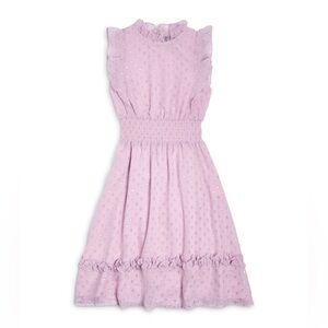 🌟NWT🌟AQUA GIRL’S Metallic Dot Print Ruffle Midi Dress Size XL (14-16) Lavender